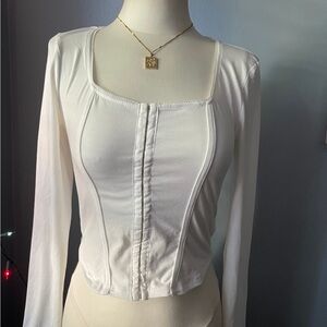 White Fitted Long Sleeve Blouse